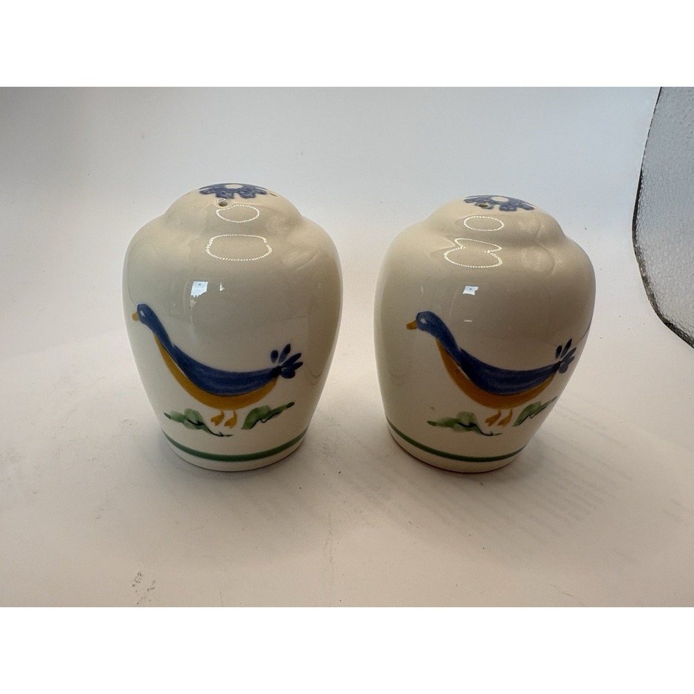 Pfaltzgraff Sunnydale Salt Pepper Shakers Blue Bird Duck Vintage USA Set 2